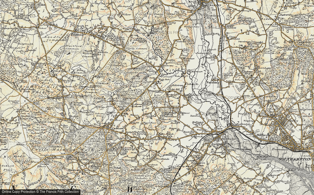Old Map of Historic Map covering Brooke's Hill in 1897-1909