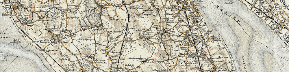 Old map of Storeton in 1902-1903
