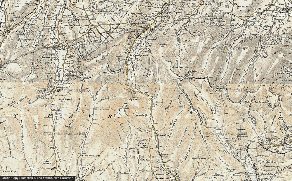 Old Map of Historic Map covering Blaenglyn in 1900-1901