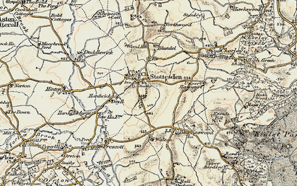 Old map of Stottesdon in 1901-1902