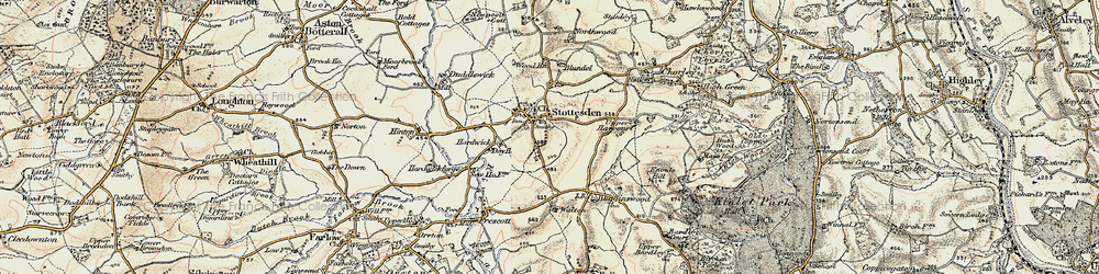 Old map of Stottesdon in 1901-1902