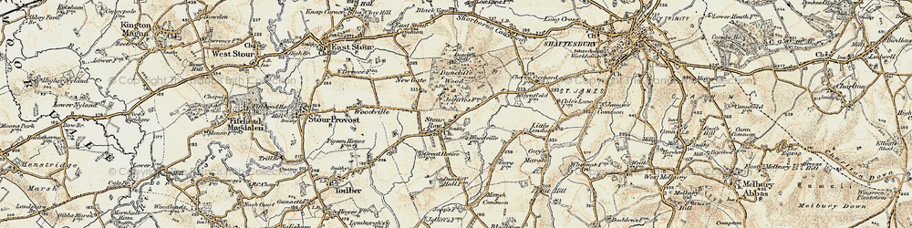 Old map of Stour Row in 1897-1909