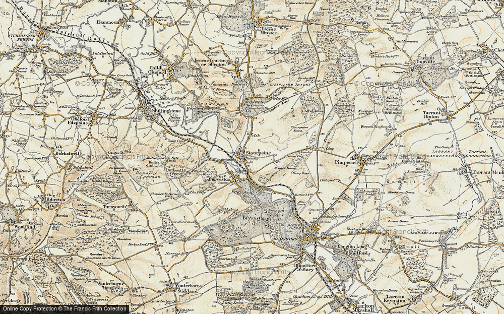 Old Map of Stourpaine, 1897-1909 in 1897-1909