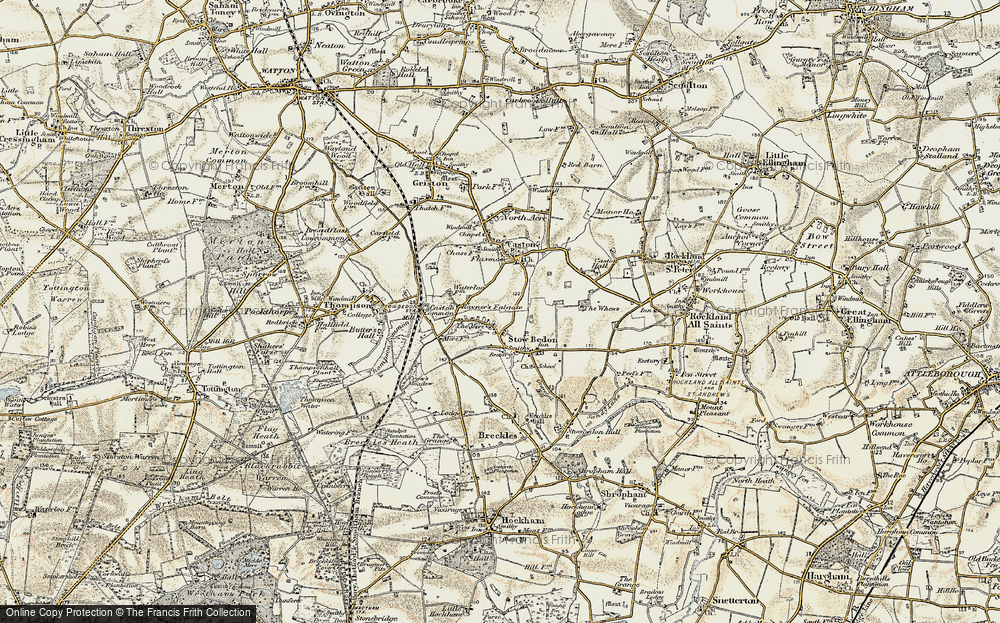 Old Map of Stow Bedon, 1901-1902 in 1901-1902