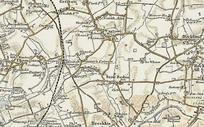 Old map of Stow Bedon in 1901-1902