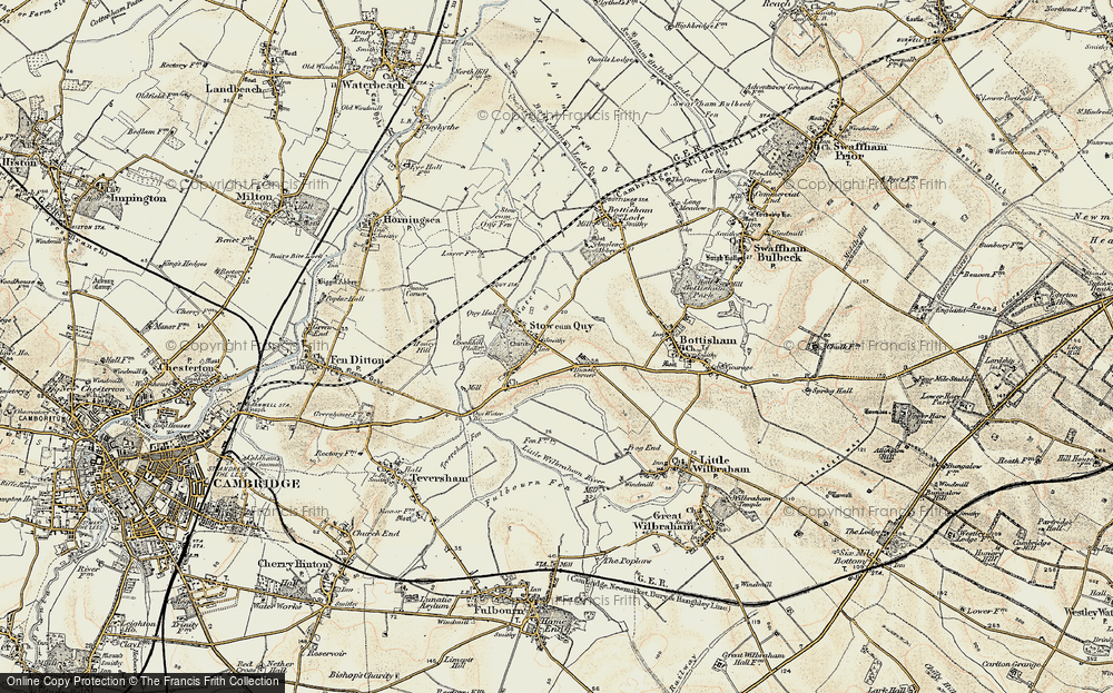 Old Map of Stow cum Quy, 1899-1901 in 1899-1901