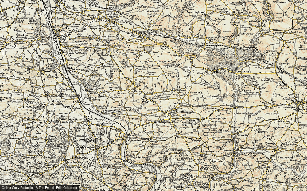 Old Map of Historic Map covering Biddacott in 1900