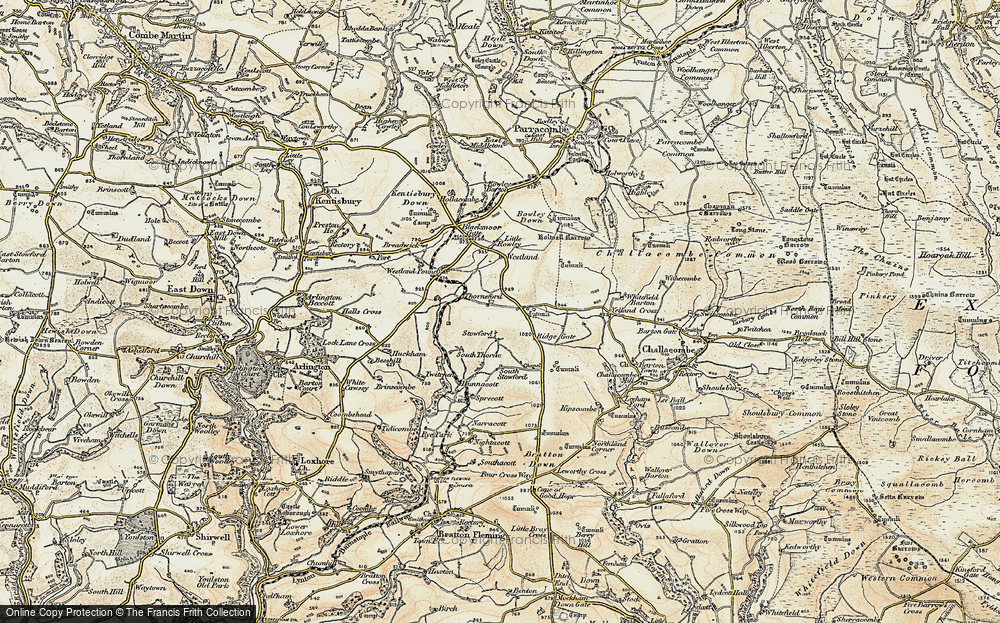 Old Map of Stowford, 1900 in 1900