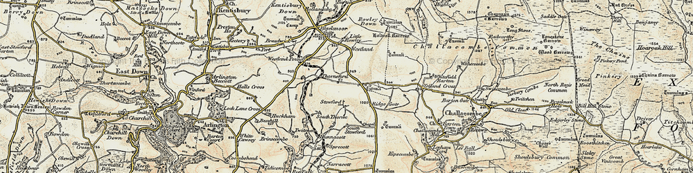 Old map of Stowford in 1900