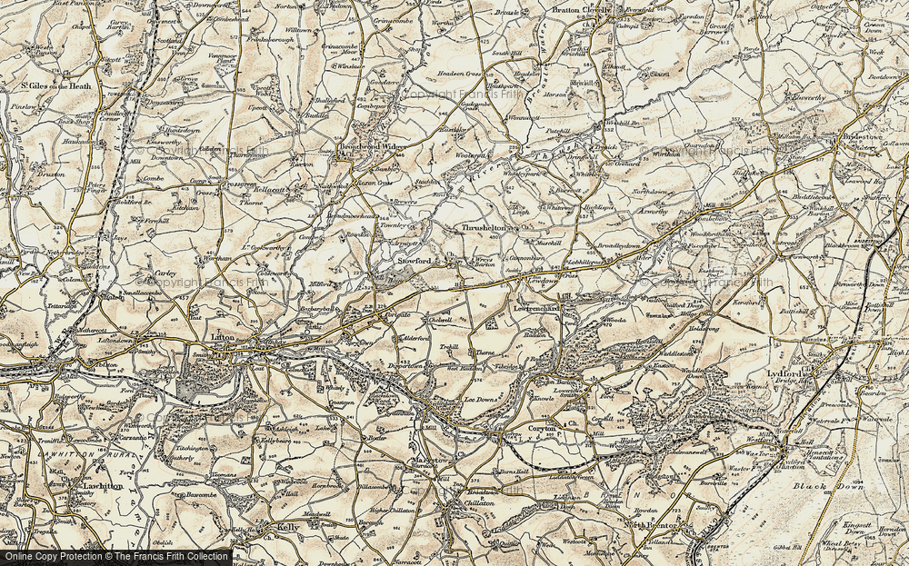 Old Map of Stowford, 1900 in 1900