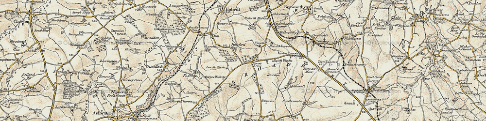 Old map of Stowford in 1900