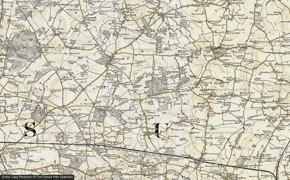 Old Map of Stowlangtoft, 1901 in 1901