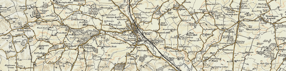 Old map of Creeting St Peter in 1899-1901