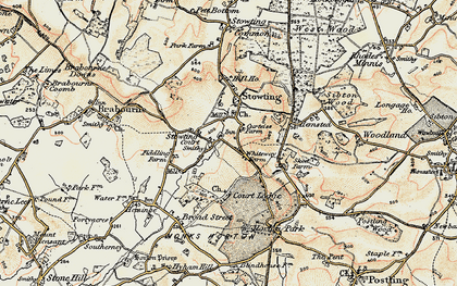 Old map of Stowting in 1898-1899