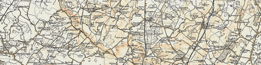 Old map of Stowting Common in 1898-1899