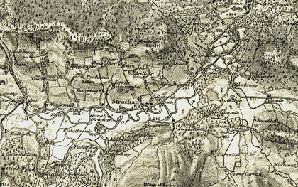Old map of Bridge of Bogendreip in 1908-1909