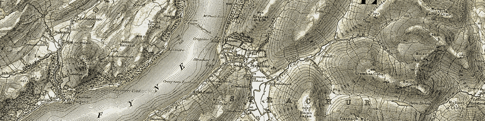 Old map of Strachur in 1906-1907