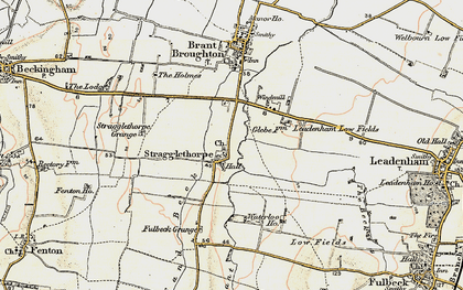 Old map of Leadenham Low Fields in 1902-1903