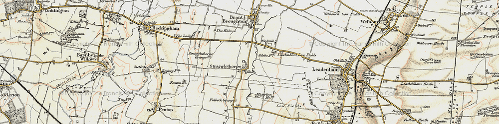 Old map of Leadenham Low Fields in 1902-1903