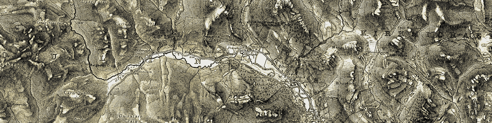 Old map of Straloch in 1907-1908
