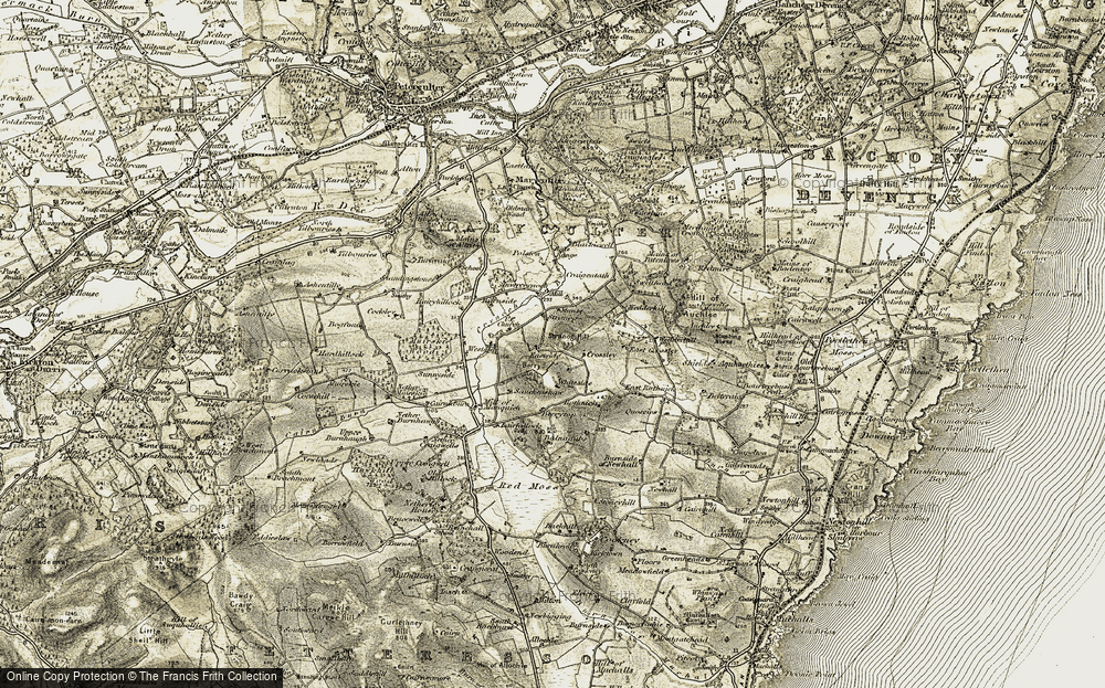 Old Map of Historic Map covering Berry Top in 1908-1909