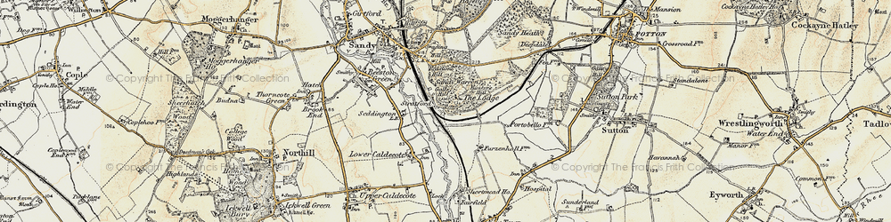 Old map of Biggleswade Common in 1898-1901
