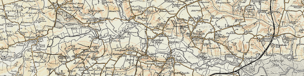 Old map of Stratford St Mary in 1898-1901