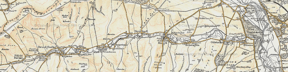 Old map of Stratford Tony in 1897-1898