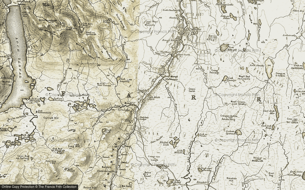 Old Map of Strath Naver, 1910-1912 in 1910-1912