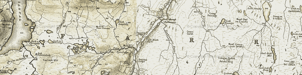 Old map of Strath Naver in 1910-1912