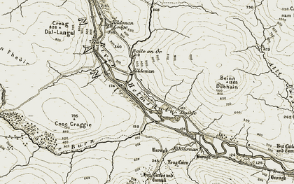 Old map of Strath of Kildonan in 1911-1912