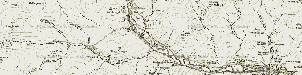 Old map of Tom na h-Iolaire in 1911-1912
