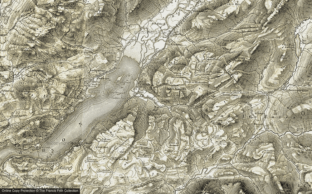 Old Map of Historic Map covering Aonach Dubh in 1908-1909