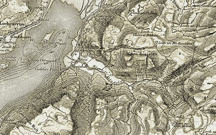 Old map of Aonach Dubh in 1908-1909