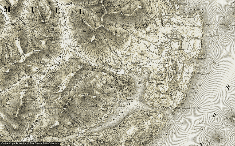 Old Map of Historic Map covering Abhainn Bhearnach in 1906-1907