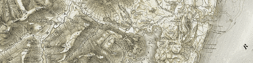 Old map of Abhainn Lìrein in 1906-1907