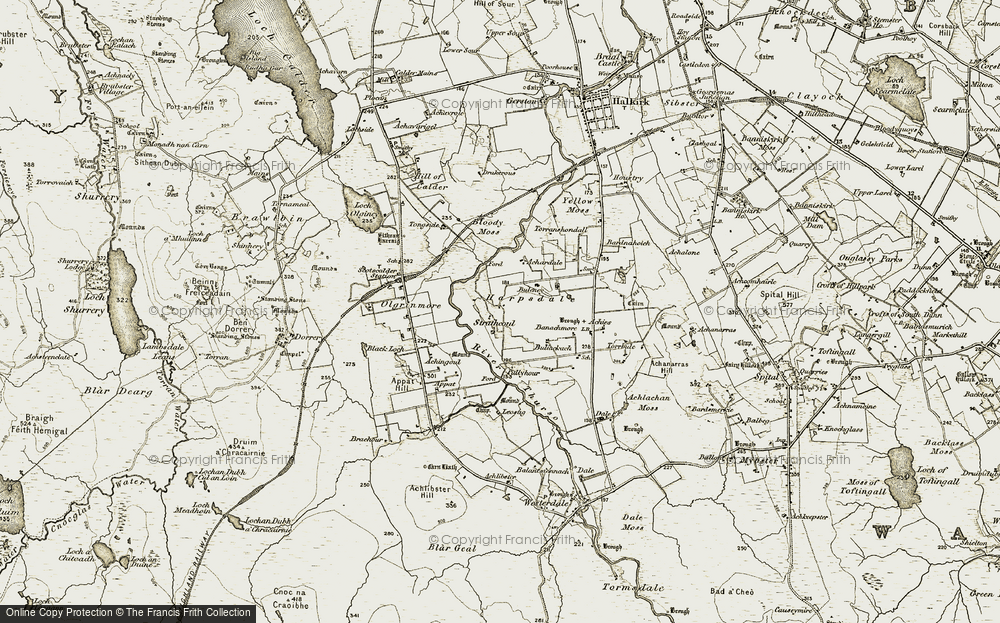 Old Map of Historic Map covering Achingoul in 1911-1912