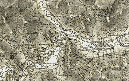 Old map of Belnagauld in 1908-1909