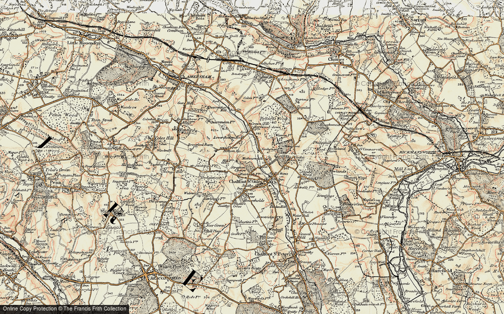 Old Map of Historic Map covering Pollards Wood in 1897-1898