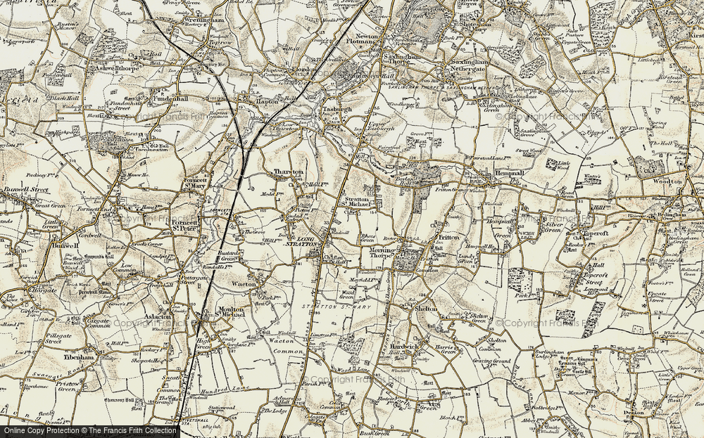 Old Map of Stratton St Michael, 1901-1902 in 1901-1902