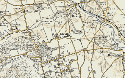 Old map of Stratton Strawless in 1901-1902