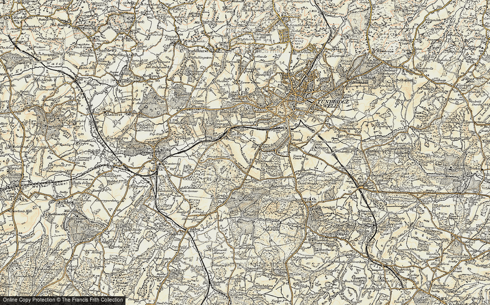 Old Map of Historic Map covering Broadwater Forest in 1897-1898