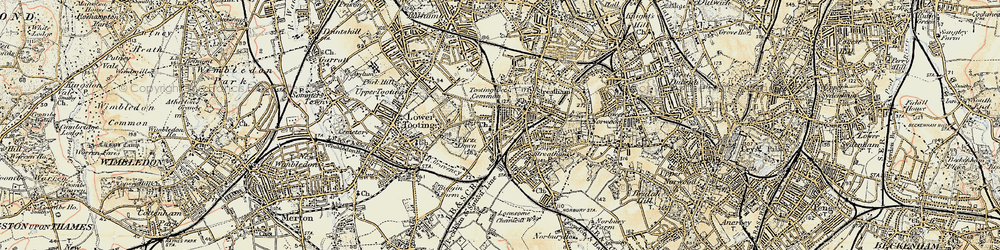 Old map of Tooting Bec Common in 1897-1902