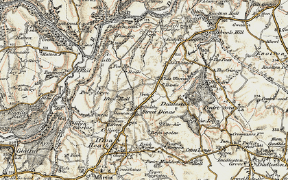 Old map of Street Dinas in 1902