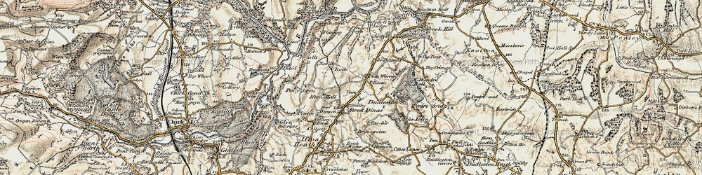 Old map of Street Dinas in 1902