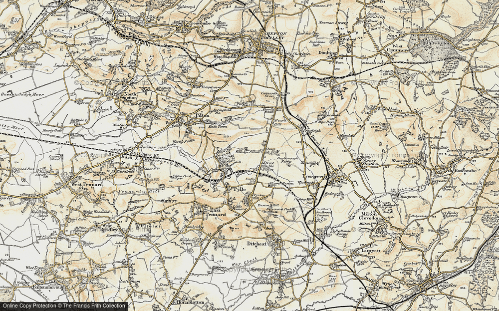 Old Map of Street on the Fosse, 1899 in 1899