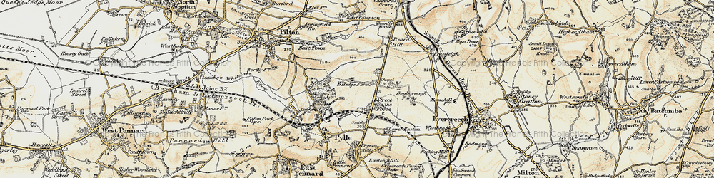 Old map of Street on the Fosse in 1899