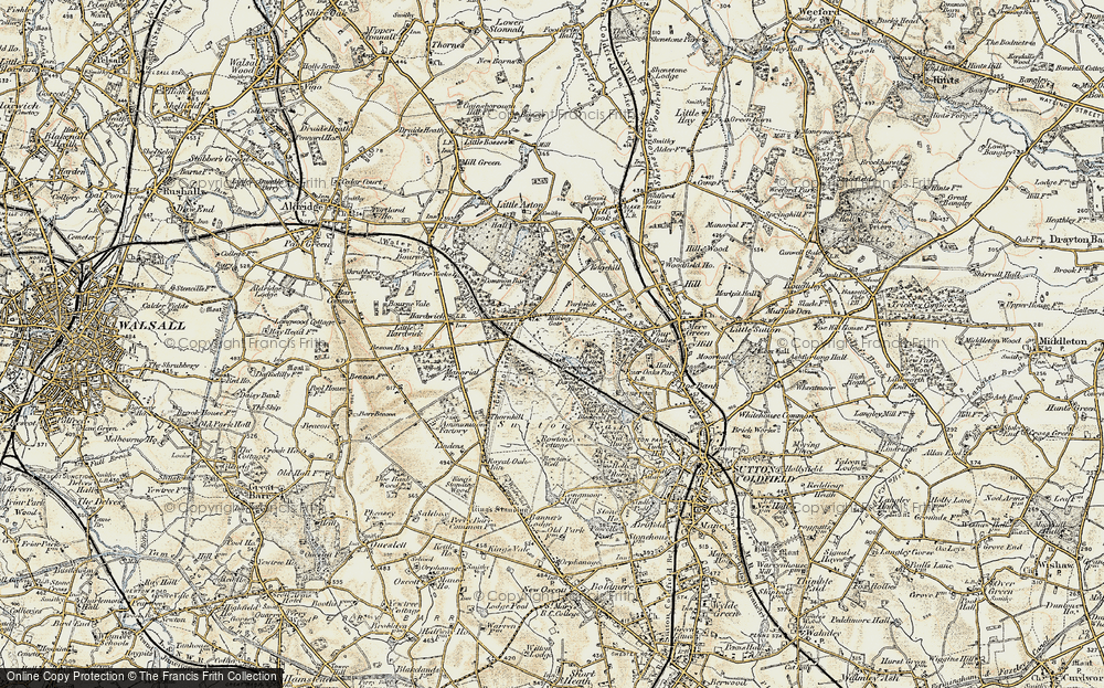 Old Map of Historic Map covering Bracebridge Pool in 1902