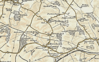Old map of Streetly End in 1899-1901