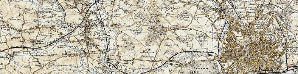 Old map of Strelley in 1902-1903